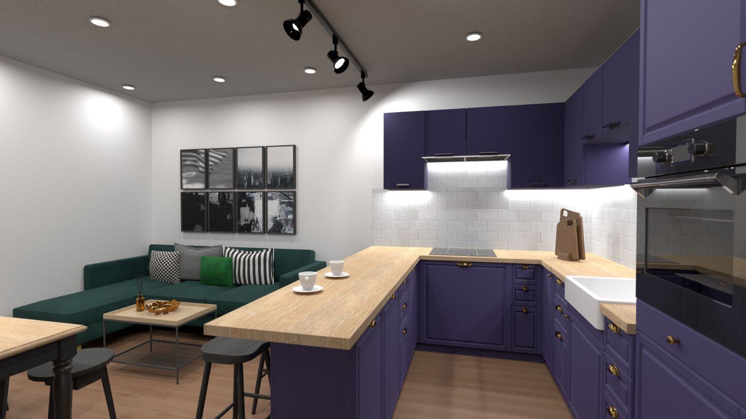 Co-living kitchen diner 2b